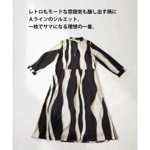 ワンピース レディース 長袖 ロング ストライ...の詳細画像3