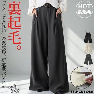 裏起毛 ジョーゼット ワイドパンツ レディース パンツ 送料無料・メール便不可｜antiqua(アンティカ)