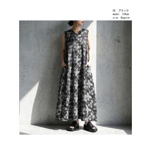 花柄 コクーンワンピース レディース ノースリ...の詳細画像2