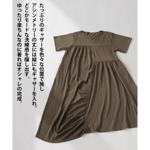 ギャザーワンピース ワンピース レディース ロ...の詳細画像3