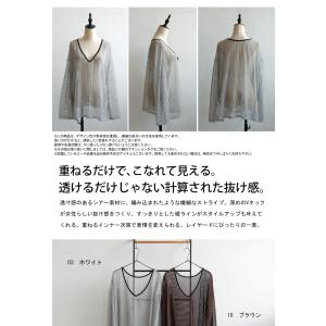 シアートップス レディース Vネック 透け感 ...の詳細画像1
