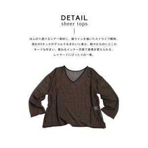 シアートップス レディース Vネック 透け感 ...の詳細画像4