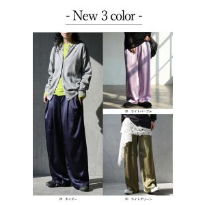 サテンパンツ レディース イージーパンツ ワイ...の詳細画像4