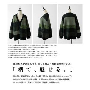 カーディガン レディース トップス 長袖 配色...の詳細画像1