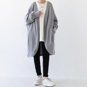 アウター カーディガン 長袖 ロングカーデ ワッフル