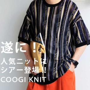 シアーニット COOGI風 半袖トップス メンズ 送料無料・再入荷 100ptメール便可