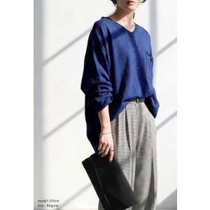 カットオフ Vネック ロンT 長袖 レディース...の詳細画像3