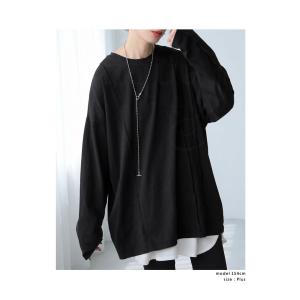 アウトシーム ロングTシャツ レディース 綿1...の詳細画像2