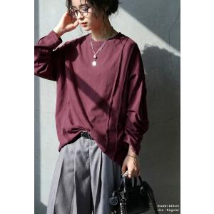 アウトシーム ロングTシャツ レディース 綿1...の詳細画像4
