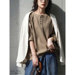 Tシャツ レディース 半袖 ワッフル 綿100...の詳細画像2