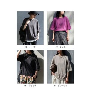 Tシャツ レディース 半袖 綿100 無地 ク...の詳細画像3
