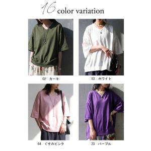 Tシャツ レディース 半袖 綿100 無地 V...の詳細画像2