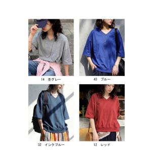 Tシャツ レディース 半袖 綿100 無地 V...の詳細画像4