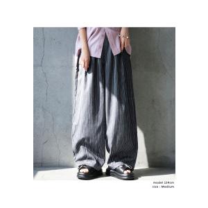 ストライプ柄 ワイドパンツ レディース ロング...の詳細画像2
