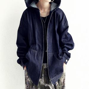 アウター 長袖 レディース パーカー Gジャン 綿100 フーデットデニムBIGジャケット