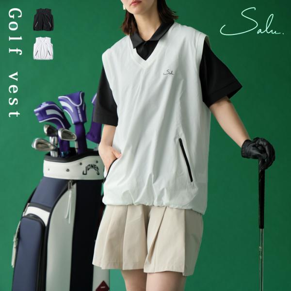 ベスト レディース Vネック ロゴ刺繍入り ゴルフ 送料無料・80ptメール便可