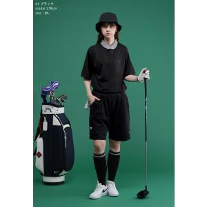 ストライプ柄 ハーフパンツ レディース ゴルフ...の詳細画像4