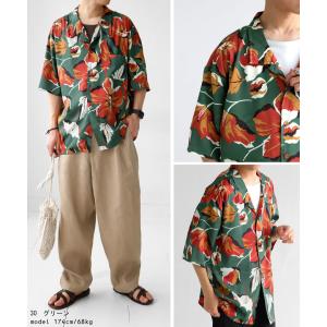ボタニカル柄 開襟シャツ シャツ メンズ トッ...の詳細画像5