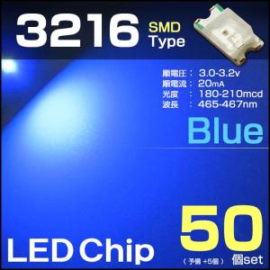 LEDチップ 3216 ブルー 50個set 青 blue SMD エアコンパネル 打替え メーター｜antique-gear