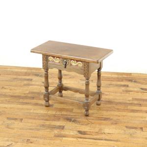 スモールテーブル　小ぶり　かわいい　引き出し付き　サイドテーブル　飾り台　オランダ家具　64811a｜antiquesflex