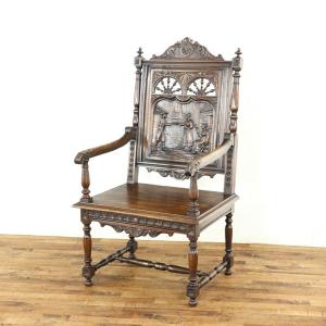 アンティークアームチェア 肘掛け椅子 美しいデザインと彫刻 フランスアンティーク家具 ブルターニュ アームチェア 64907a｜antiquesflex