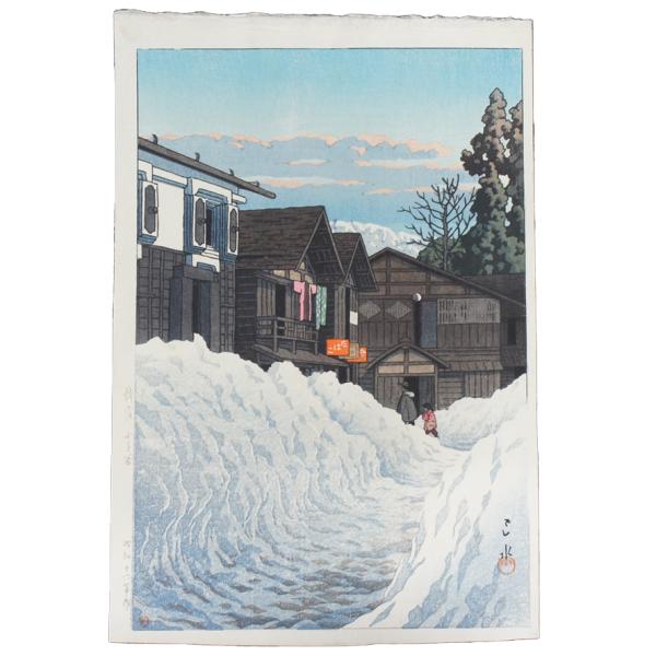 　川瀬巴水「越後 小千谷」　新版画　昭和16年作　渡邊版画店　木版画　 P-180