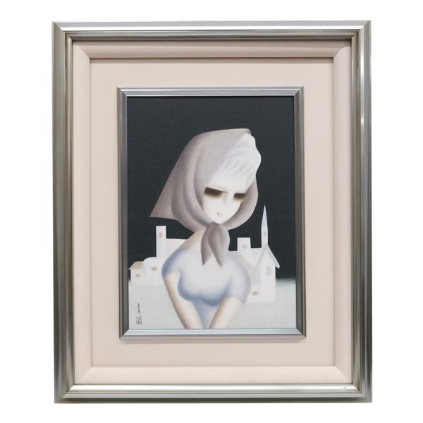 久下塚青蘭　東郷青蘭　油彩　F4号　肉筆　 額装  東郷青児　P-206