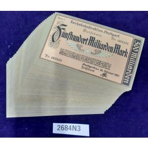 貨幣 古札 戦時 本物 古銭　１束50枚　500ビリオンマルク ドイツ 1923年 ［2684N3］
