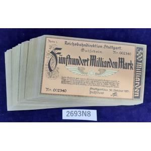 貨幣 古札 戦時 本物 古銭　１束50枚　500ビリオンマルク ドイツ 1923年 ［2693N8］
