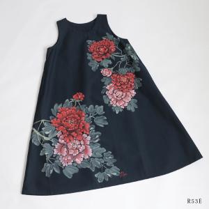 夏準備ＳＡＬＥ　手描きART　和画衣　 満開に咲く芍薬　ワンピース　ゆったり　ジャンパースカート　R53E
