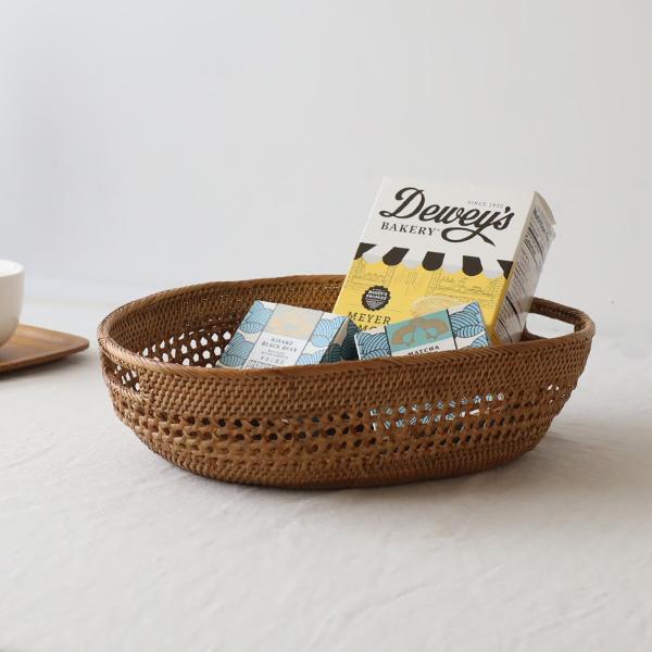 夏ＳＡＬＥ　伝統工芸アタ細工 パン バスケット お茶菓子 野菜かご 持ち手付き キッチン インテリア...