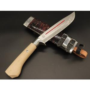 剣鉈3 積層鋼 7寸 210mm ダマスカス 両刃 極薄 : 山林刃物・打ち刃物