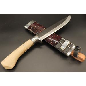 剣鉈3 積層鋼 7寸 210mm ダマスカス 両刃 極薄 : 山林刃物・打ち刃物