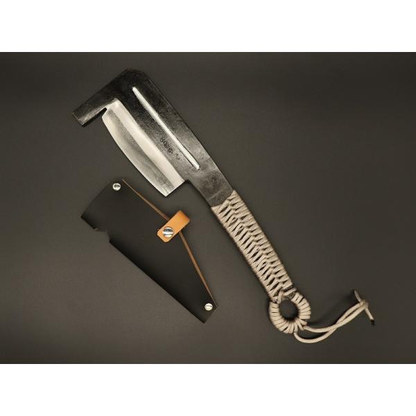 トビ付薪割り鉈　共柄　両刃 黒打ち　全鋼　フルタング　