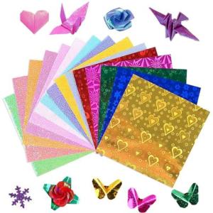 折り紙 キラキラ おりがみ 100枚セット 15×15cm カラフル