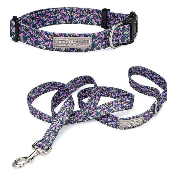 犬　首輪　アメリカ輸入　あざやかフラワー柄　首輪＋リードセット 超小型犬〜小型犬/Made in U...
