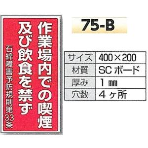 石綿関連標識　喫煙及び飲食を禁ず　75-B｜anzen-signshop