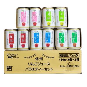 長野興農 信州りんごジュースバラエティーセット 30缶 (160g/缶 6P×5)｜anzen-signshop