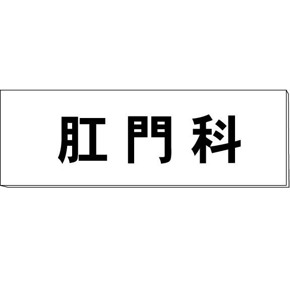 ドアプレート 室名札「肛門科」 両面 白 突出し取付金具付 H80×W240×3mm厚