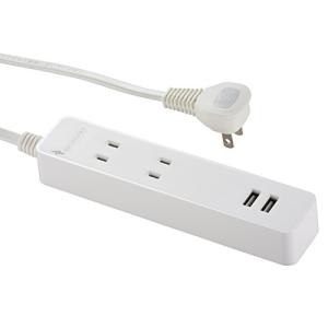 2口3m2USB付テーブルタップ白
