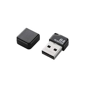 エレコム USBメモリ 64GB USB2.0 小型 キャップ付ブラック