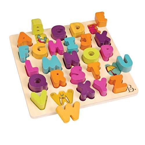 B. toys 木製アルファベットパズル 型合わせパズル ブロック26ピース 木のおもちゃ 1歳半〜