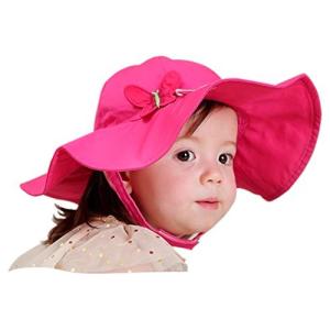 Sumyam ベビー帽子 女の子 ハット 赤ちゃん UVカット サンバイザー フィッシャーマンハット ベルクロ 綿 つば広 夏春秋 (44-52CM)の商品画像