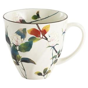 セラミック藍 ばら雅 マグカップ 白 サイズ：約φ9 H8.9 03700