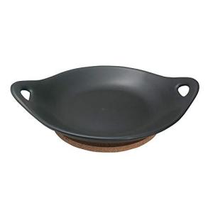 キッチンスタジオ パンダ食堂 耐熱 陶板 コルク鍋敷き付 ブラック 9100-0110