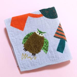 ハンカチ フクロウ moritaMiW ミミズク ガーゼ パイル モコモコドウブツハンカチ ふくろう 送料200円 1万円以上送料無料