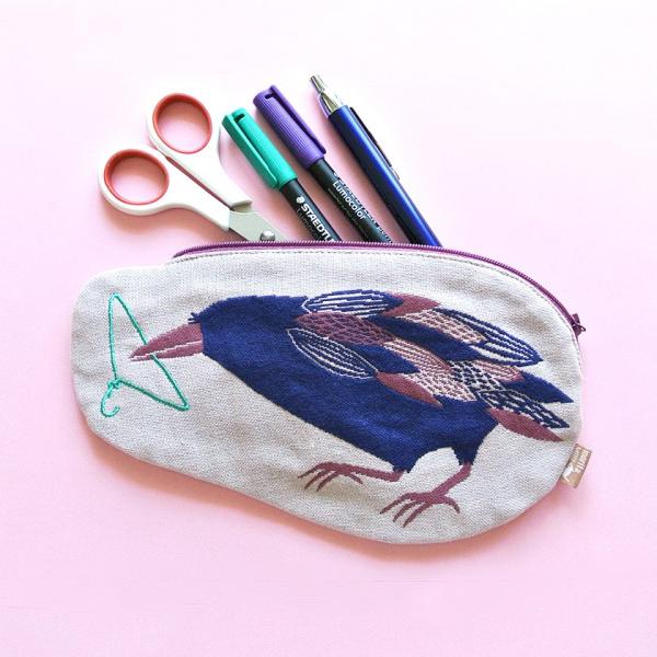 ガーゼポーチ カラス morita MiW ペンケース 筆箱 送料200円 1万円以上送料無料