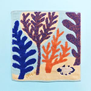 ハンカチ シーラカンス moritaMiW ガーゼパイルハンカチ 綿100% 珊瑚 送料200円 1万円以上送料無料