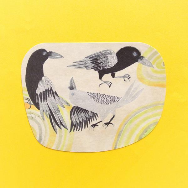 ポストカード カラス 三羽 moritaMiW 絵葉書 ミニポスター 送料200円 1万円以上送料無...