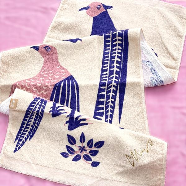 タオル手ぬぐい 散歩するキジ夫婦 moritaMiW 雉 送料200円 1万円以上送料無料